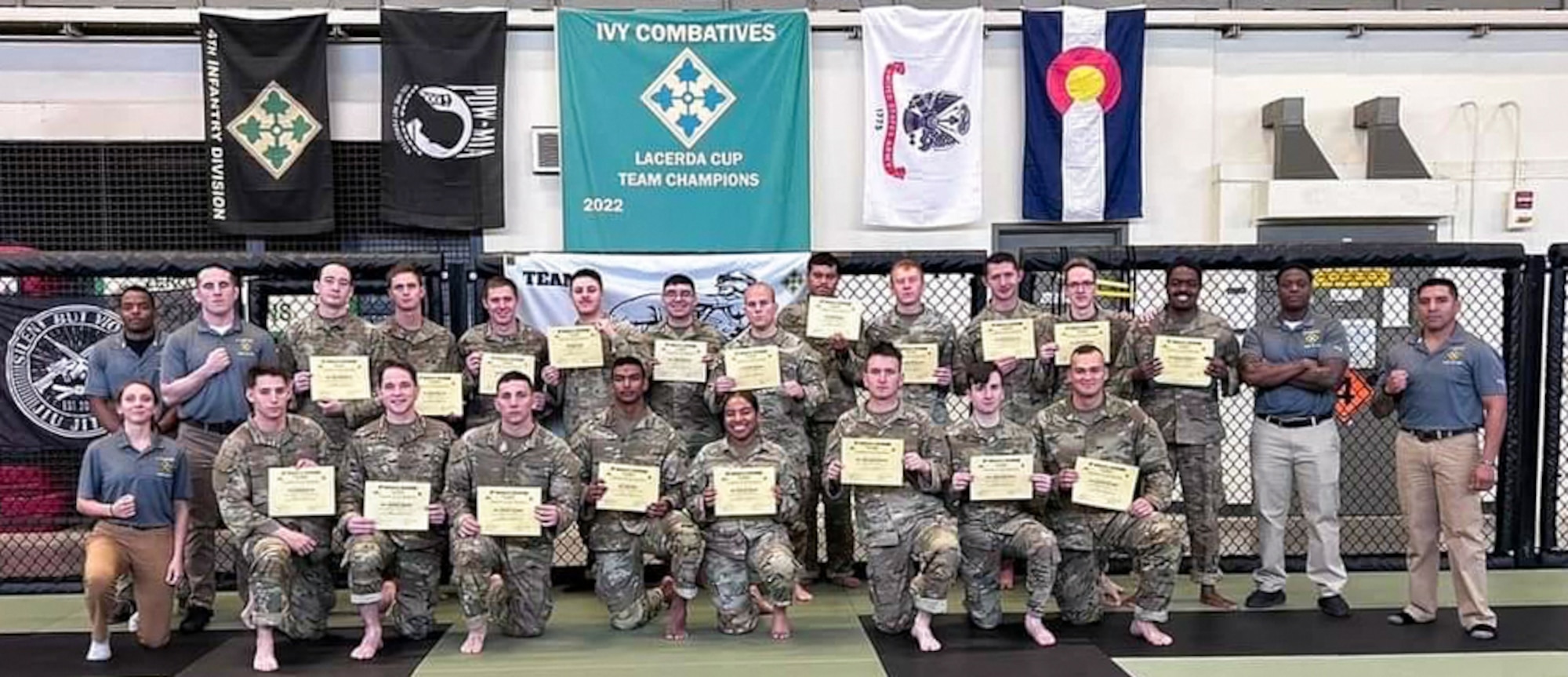 8th Combat Training Squadron and 4th Space Operations Squadron Guardians graduate from Fort Carson basic combatives course, Dec. 15, 2023.