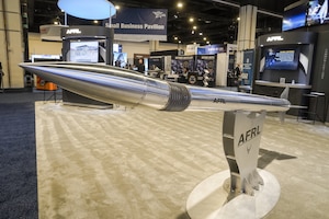 Missile utility transformation via articulated nose technology, or MUTANT,  will be featured at the Air and Space Forces Association’s Warfare Symposium Feb. 12-14, 2024, at the Gaylord Rockies Resort and Convention Center in Aurora, Colorado. MUTANT is an Air Force Research Laboratory technology that is a form of active morphing involving high-rate pivoting of the missile forebody, referred to as articulation. Articulation is accomplished with an articulation control actuation system, comprised of a composite high-strain skin structure that envelops an internal electromagnetic actuation system. (U.S. Air Force photo)