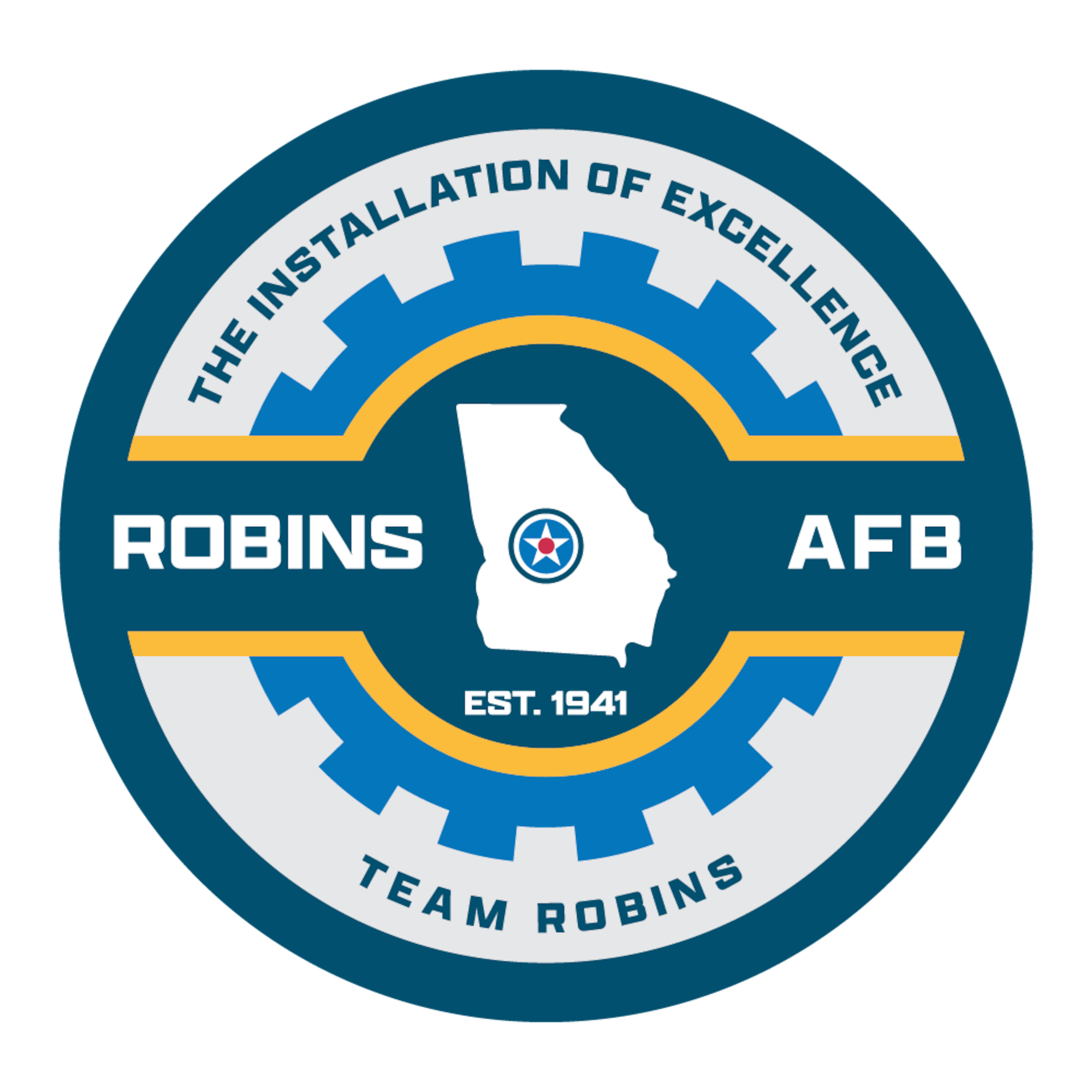 Robins Air Force Base logo with the words "The Installation of Excellence" and "Team Robins."