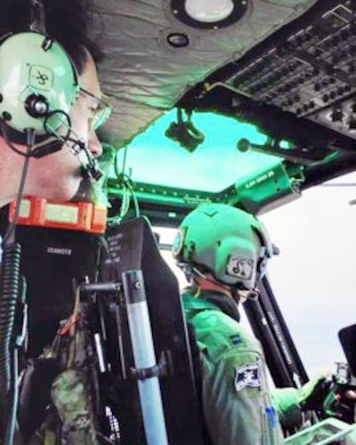 Men in helicopter