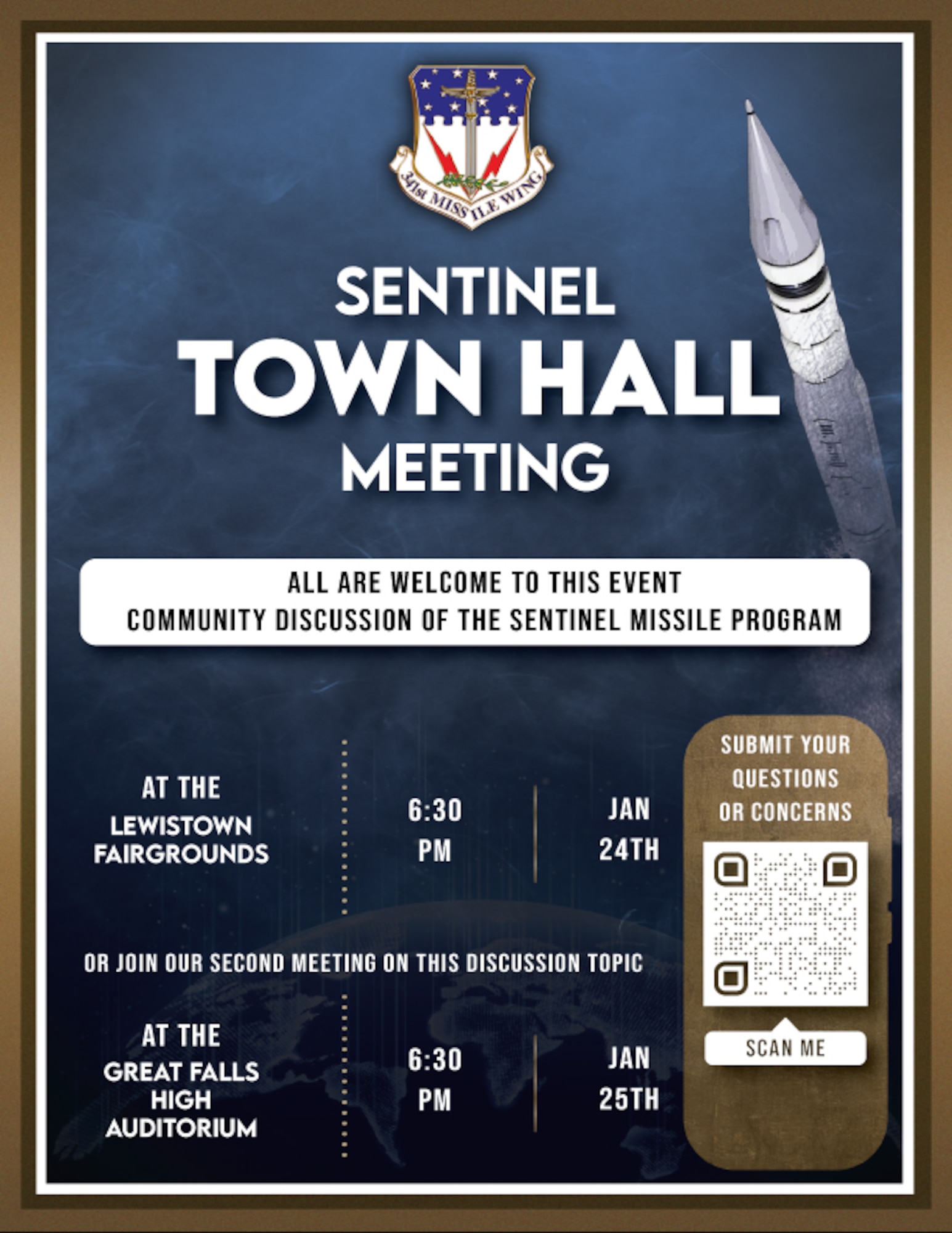 A flyer containing information about a town hall.