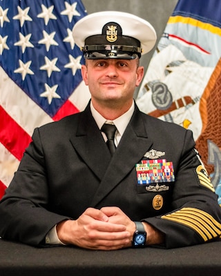 Official command photo for Command Master Chief Matthew Dupont