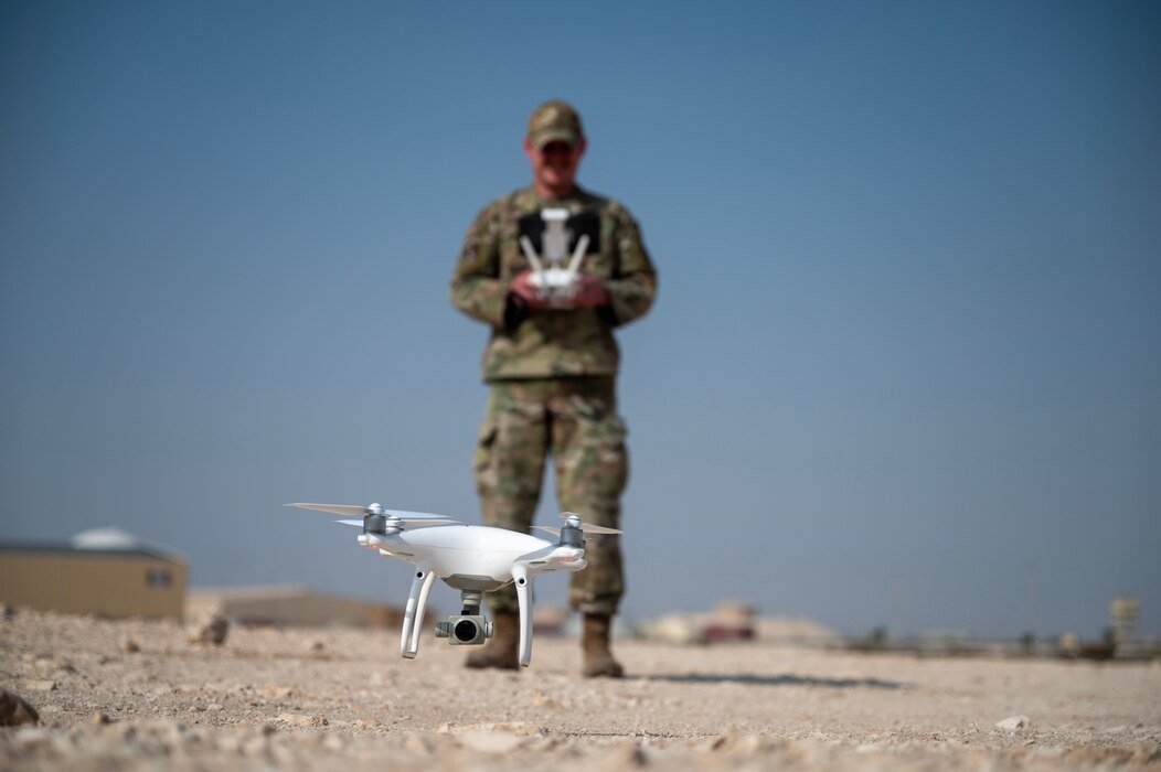 Senior Airman operates a drone