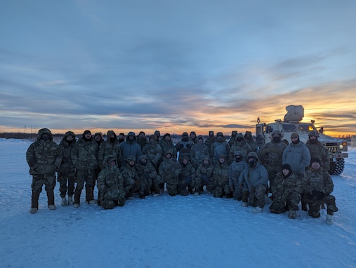 Explosive Ordnance Disposal technicians from the Fort Drum, New York-based 760th Ordnance Company (EOD) recently traveled to an even colder climate to train together with 65th Ordnance Company (EOD) on Fort Wainwright, Alaska. During the Cold Weather Indoctrination Course, learned to construct improvised shelters and fighting positions, to ruck in snowshoes and to cook in subzero temperatures. Courtesy photo.