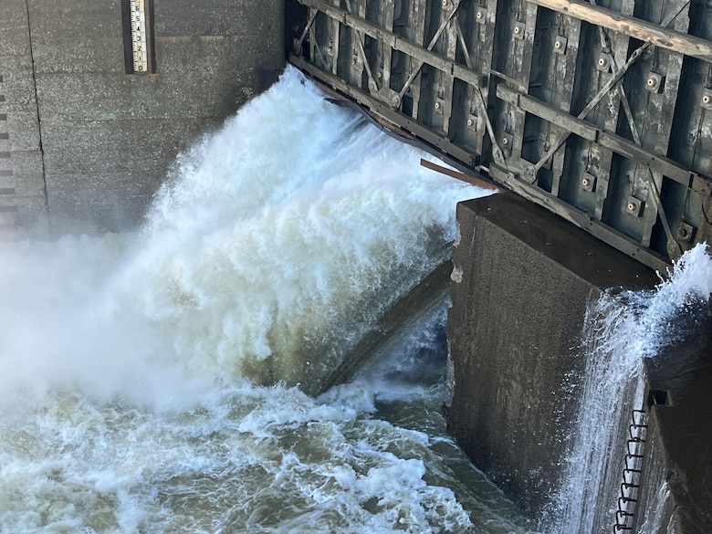 The Demopolis Lock had a breach on the upper miter gate sill, Jan. 16, 2024. The U.S. Army Corps of Engineers is working to analyze the extent of the damage and make necessary repairs. (U.S. Army photo) (U.S. Army photo by Ryan Reich)