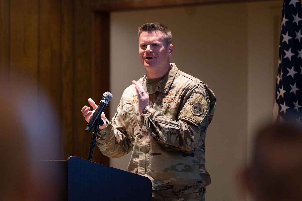 U.S. Air Force Col. Paul Townsend, 354th Fighter Wing commander, gives opening remarks at the University of Alaska Fairbanks campus in Fairbanks, Alaska, Jan. 17, 2024.