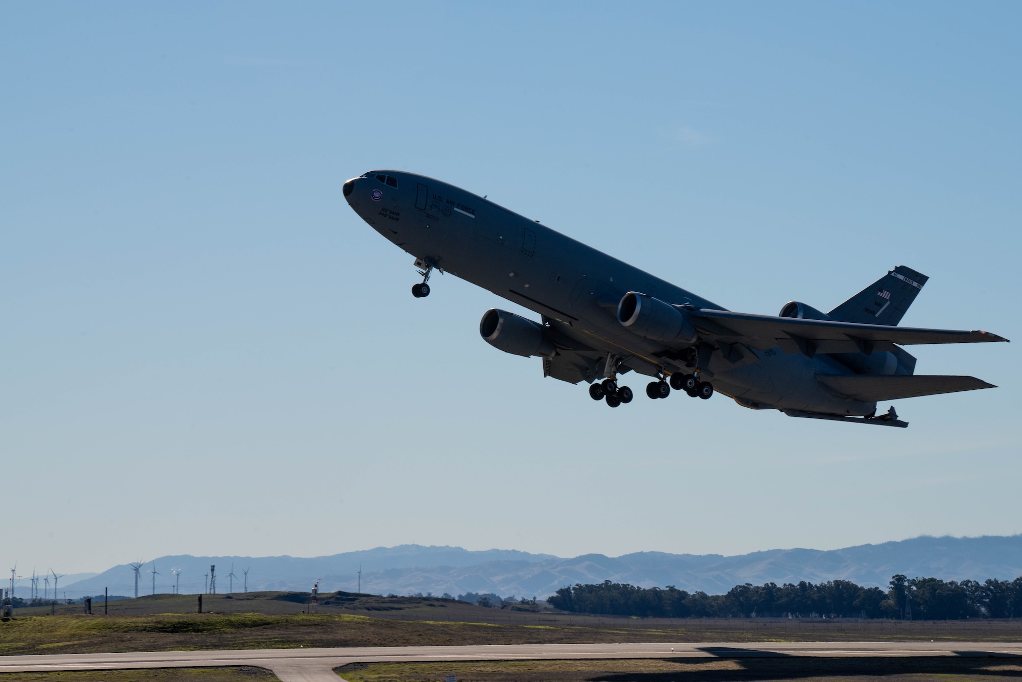 Aircraft takes from flight line.
