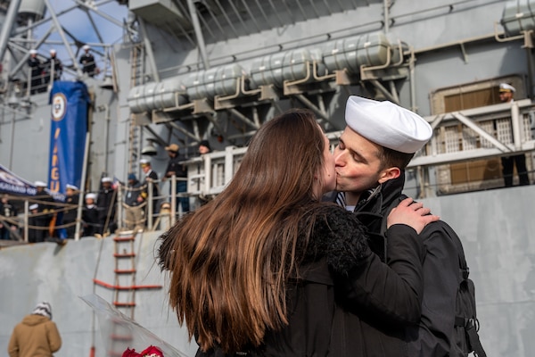 Normandy, part of the Gerald R. Ford Carrier Strike Group, was deployed to the U.S. Naval Forces Europe area of operations, employed by U.S. 6th Fleet to defend U.S., allied and partner interests.