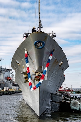 Normandy, part of the Gerald R. Ford Carrier Strike Group, was deployed to the U.S. Naval Forces Europe area of operations, employed by U.S. 6th Fleet to defend U.S., allied and partner interests.