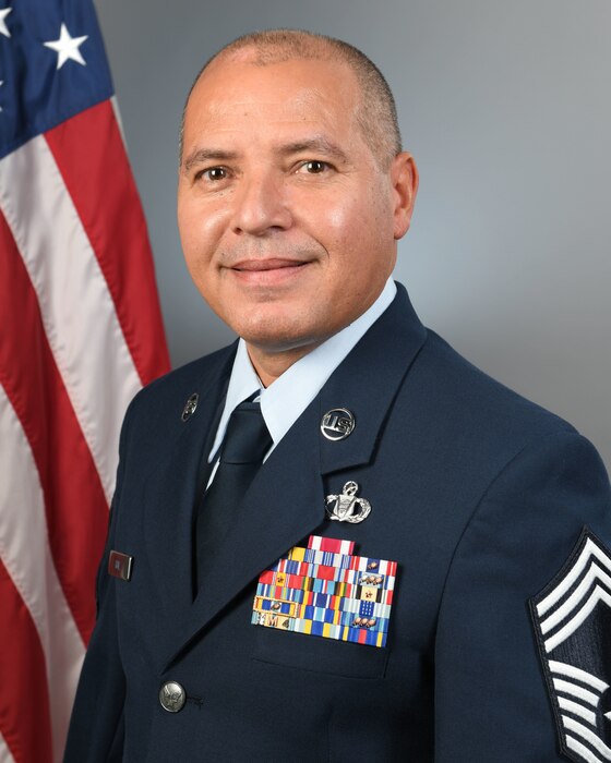 Portrait of U.S. Air Force Chief Master Sgt. Esteban Ruíz, operations superintendent at the 141st Air Control Squadron, Jan. 22, 2021. (U.S. Air National Guard photo by Senior Airman Victor Colon)