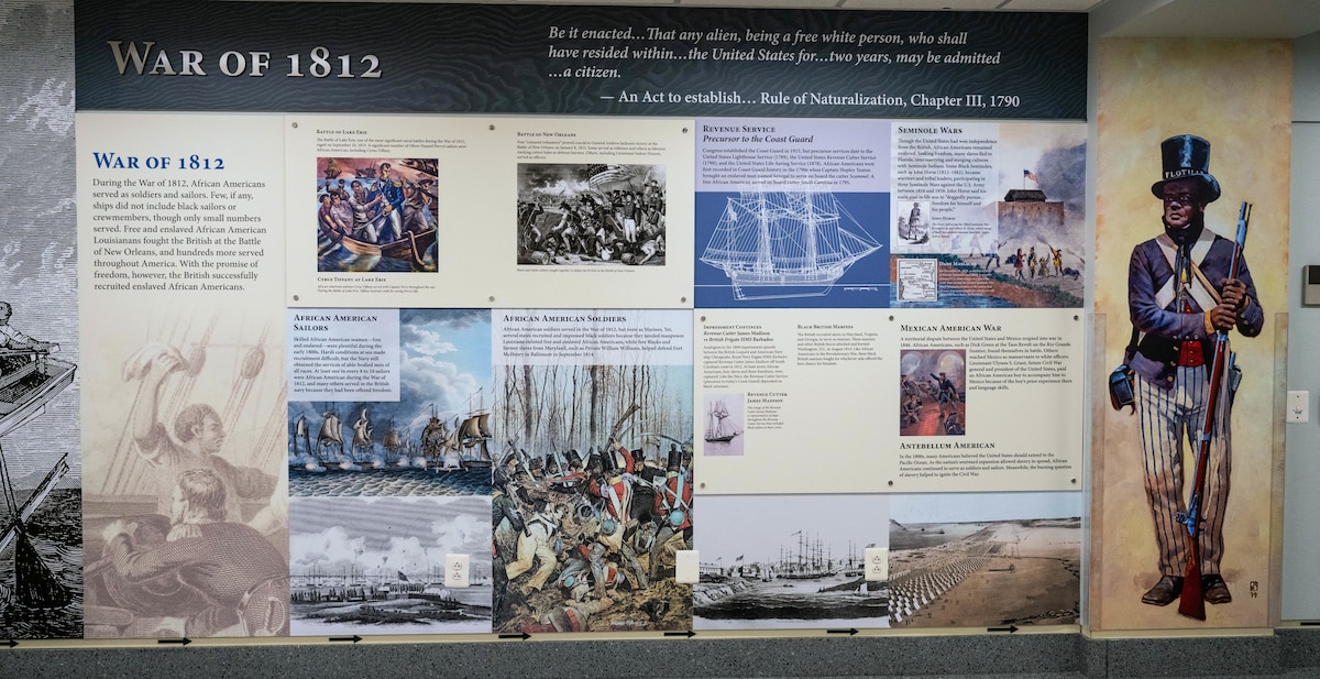 An infographic display of photos and text titled: War of 1812.