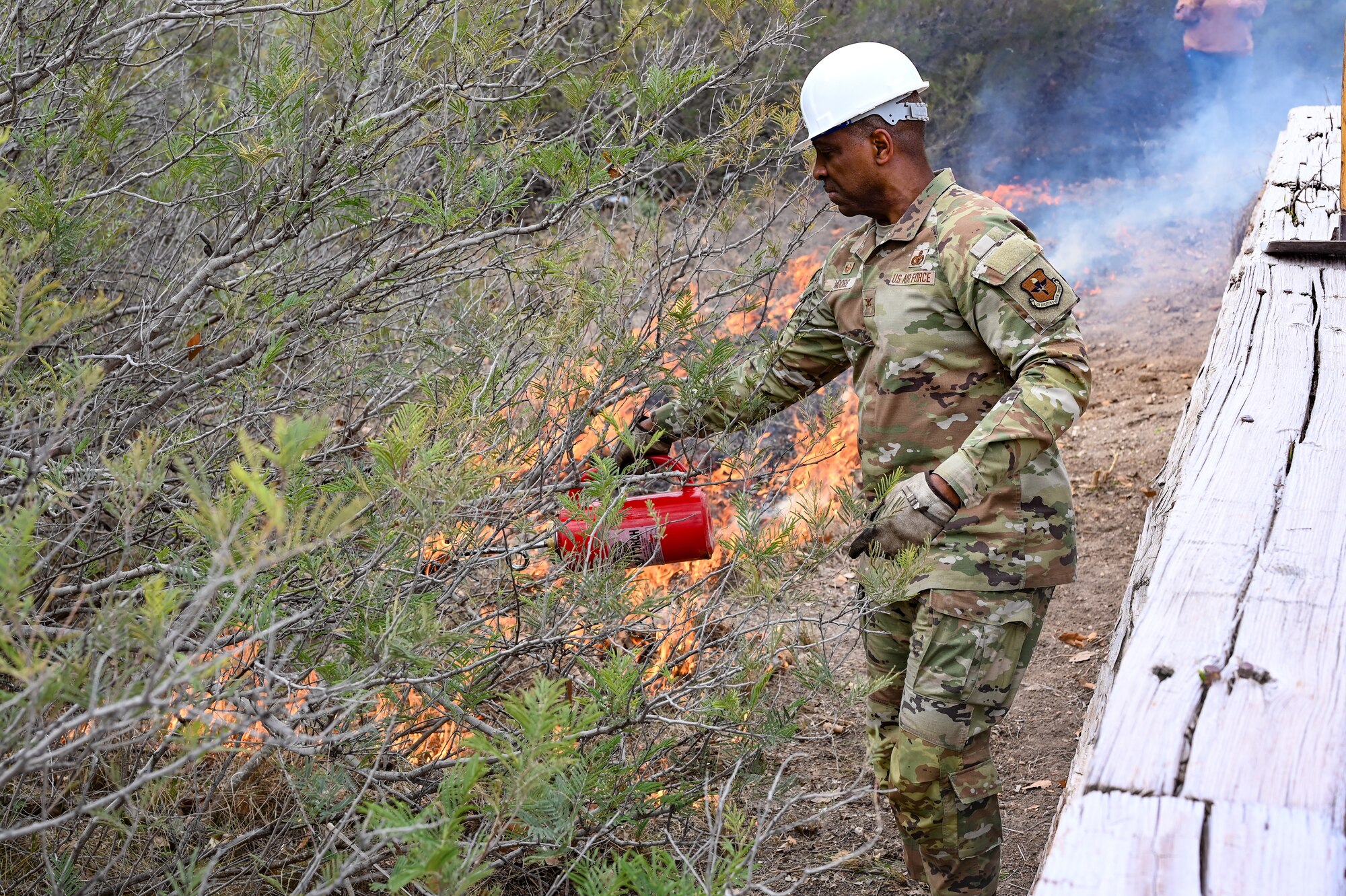 The U.S. The Air Force Wildland Fire Crew remained on-site for at least two days following the burn to ensure that all areas were safe. (U.S. Air Force photo by Airman 1st Class Keira Rossman)