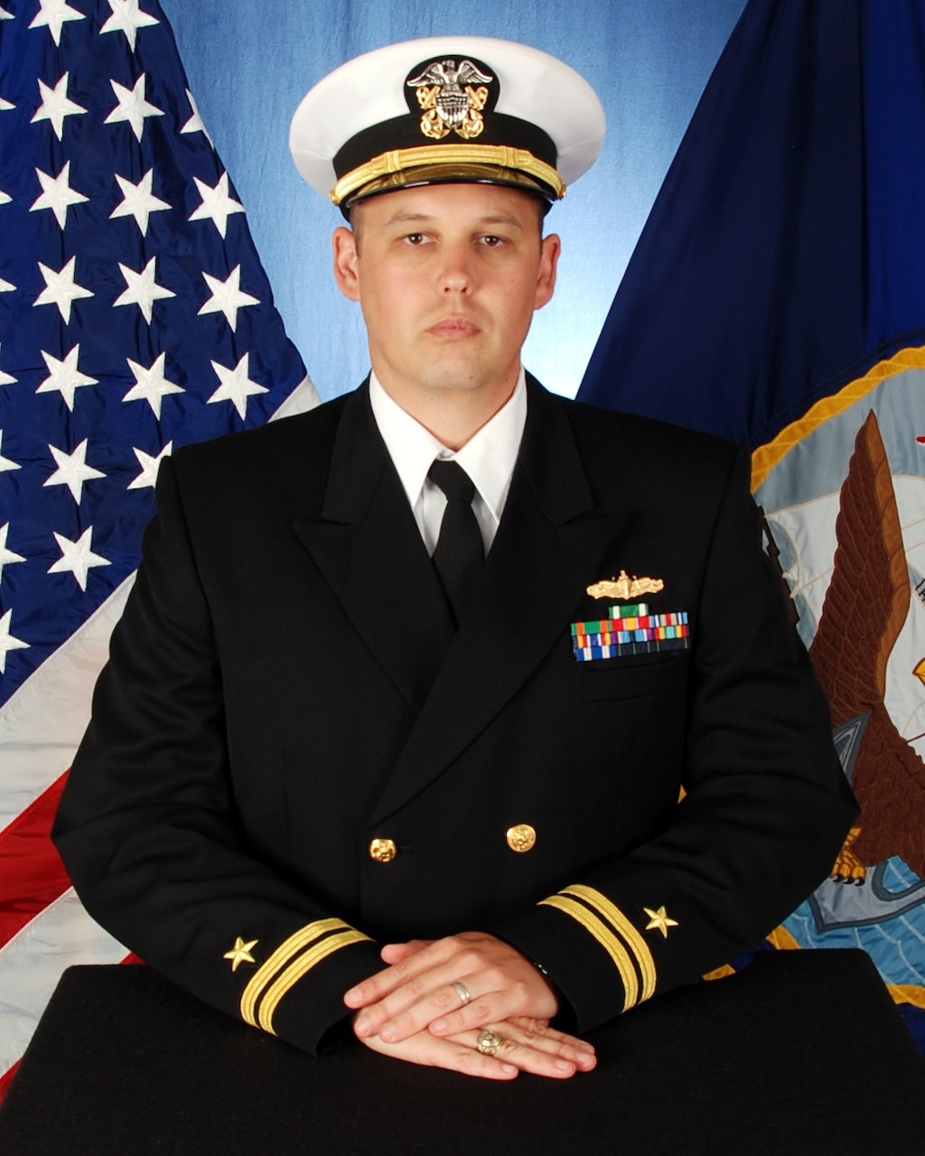 Official studio photo of Cmdr. Trey Dittberner, Executive Officer, USS Gunston Hall (LSD 44)