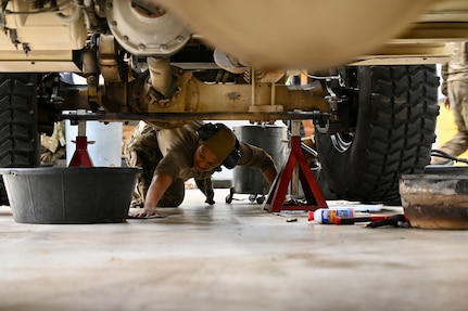 Wheeled vehicle mechanics (91B) keep tactical vehicles operational at the District of Columbia National Guard’s Combined Support Maintenance Shop at Joint Base Anacostia-Bolling, Jan. 18. 2024. District of Columbia National Guard electronics and calibration technicians within the Test Measurement Diagnostic Equipment (TMDE) section are responsible for testing, adjusting, and verifying the accuracy of calibration instruments.