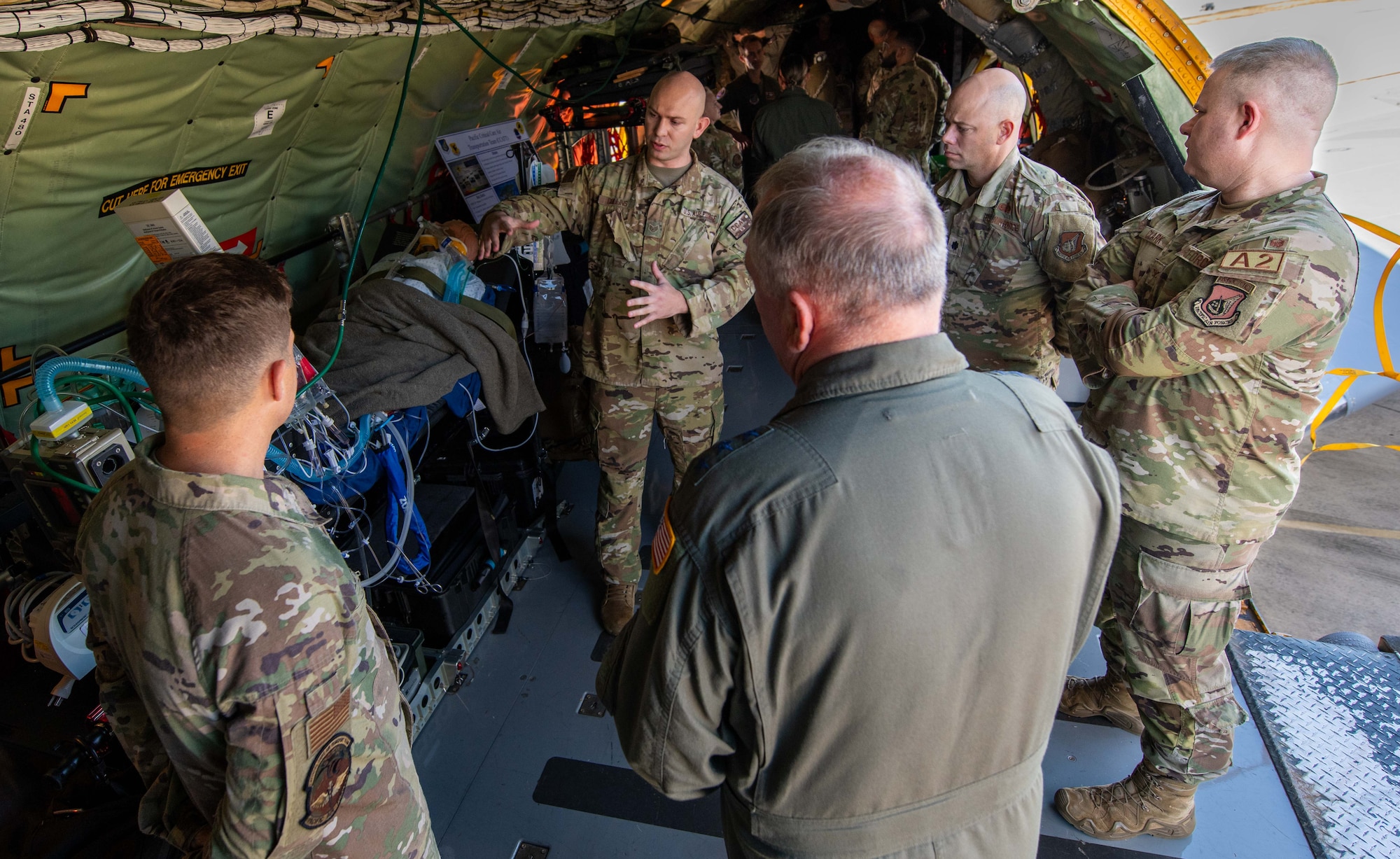 A group discusses aeromedical operations.