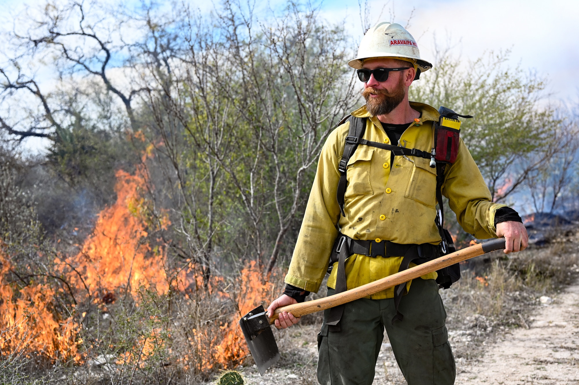 The U.S. The Air Force Wildland Fire Crew remained on-site for at least two days following the burn to ensure that all areas were safe. (U.S. Air Force photo by Airman 1st Class Keira Rossman)