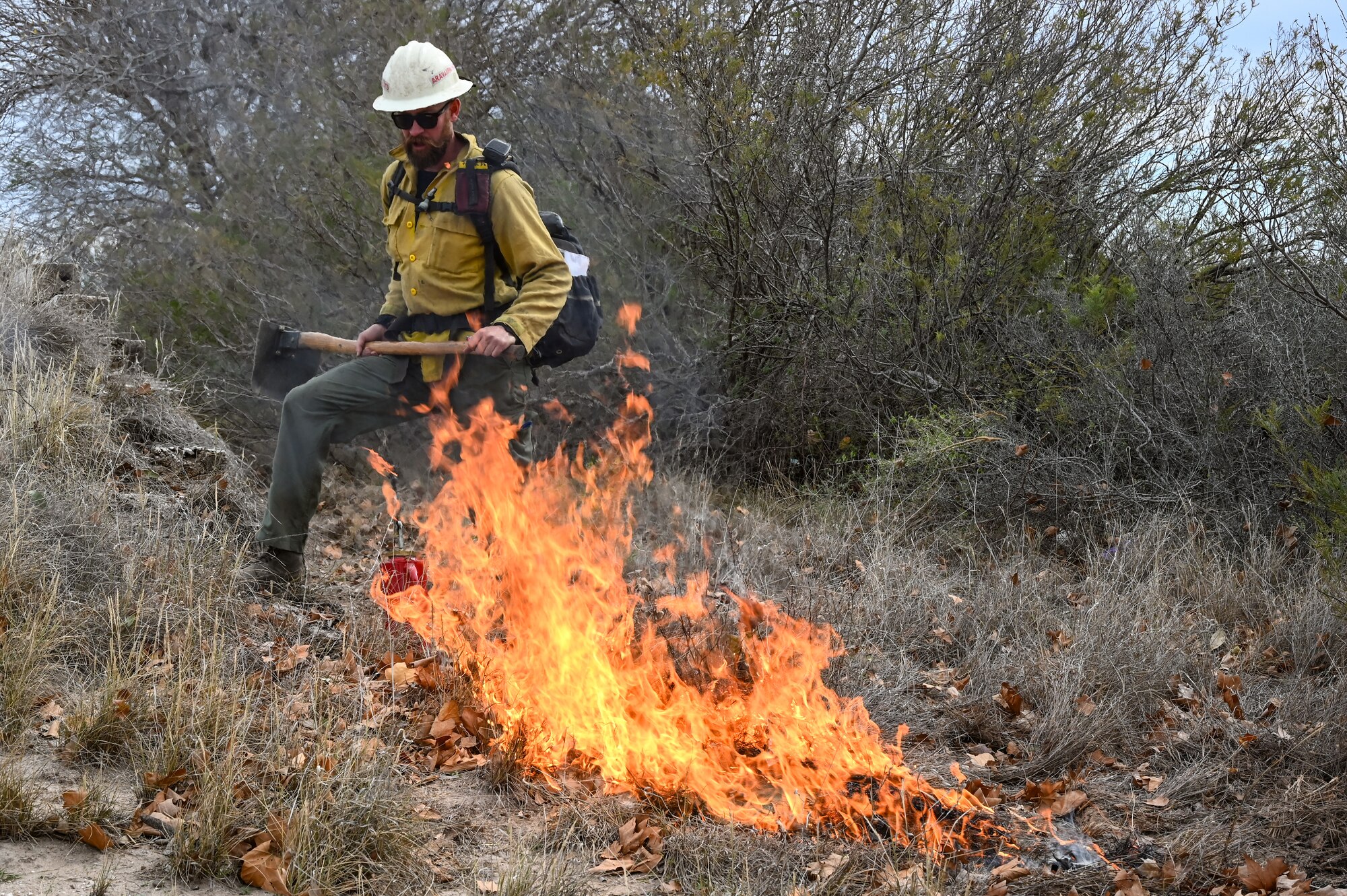 The U.S. The Air Force Wildland Fire Crew remained on-site for at least two days following the burn to ensure that all areas were safe. (U.S. Air Force photo by Airman 1st Class Keira Rossman)