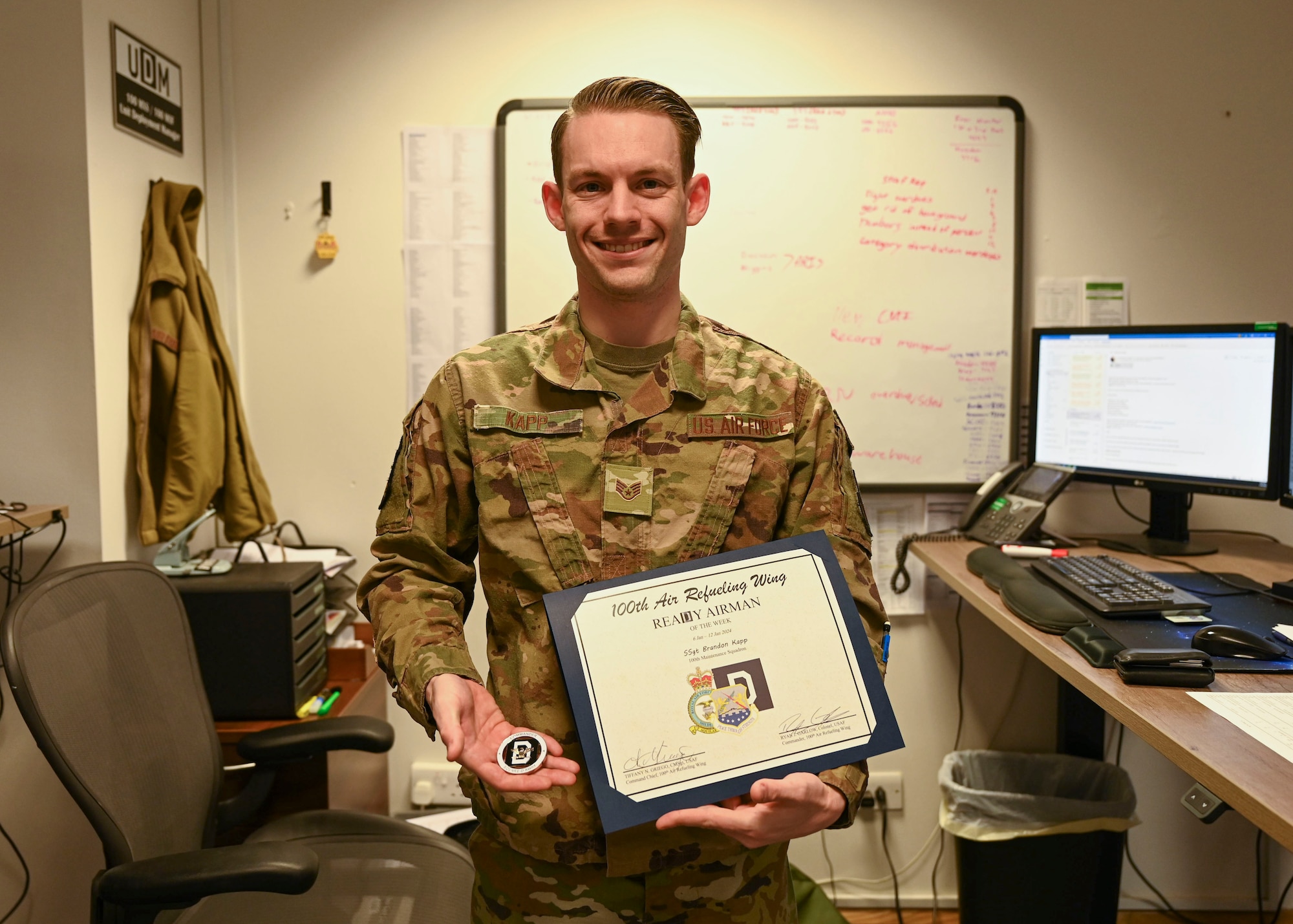 Kapp processed 40 deploying personnel and 103 aircraft ground equipment assets in support of the 100th MXS.