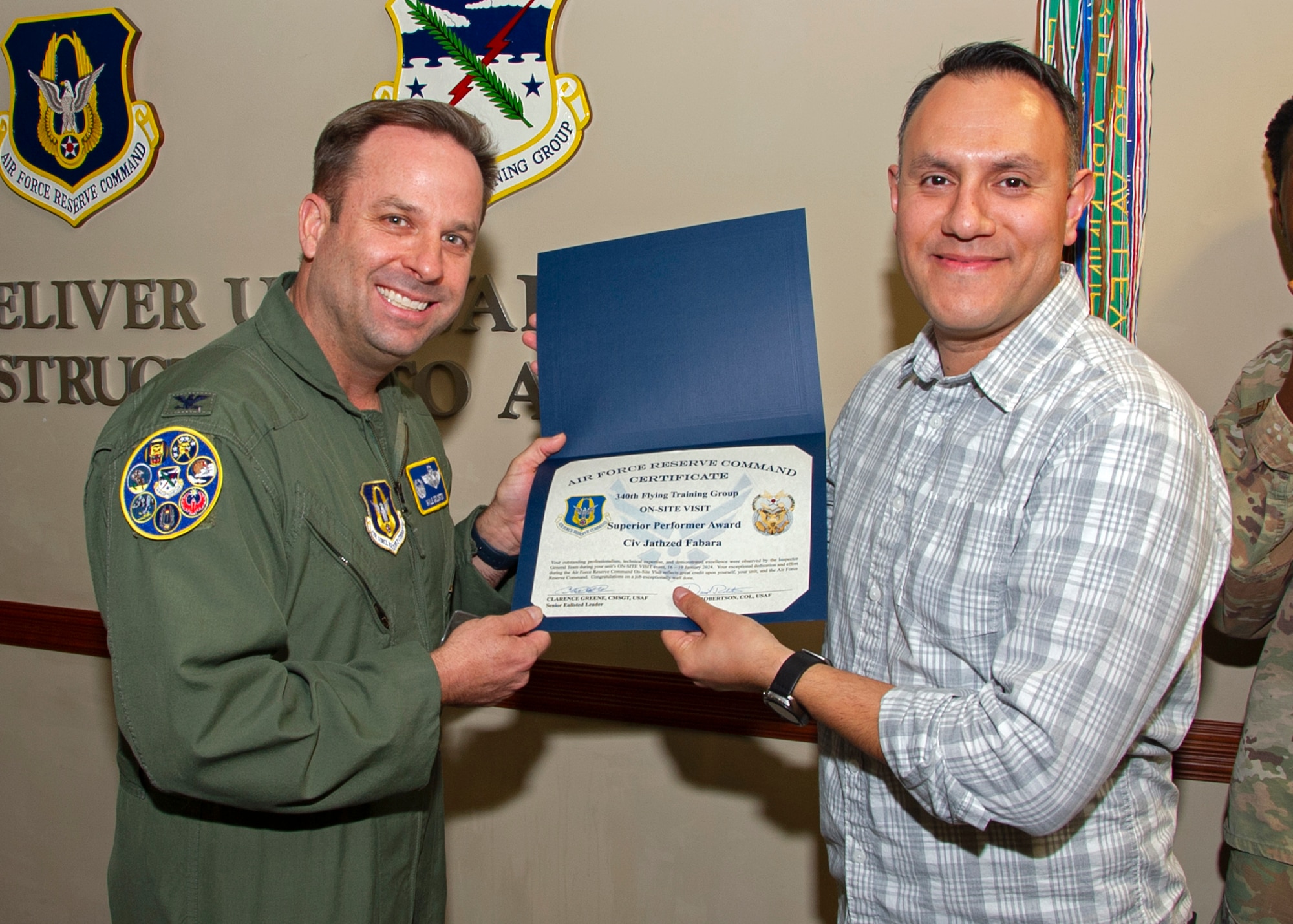 340th FTG commander presents superior performer award