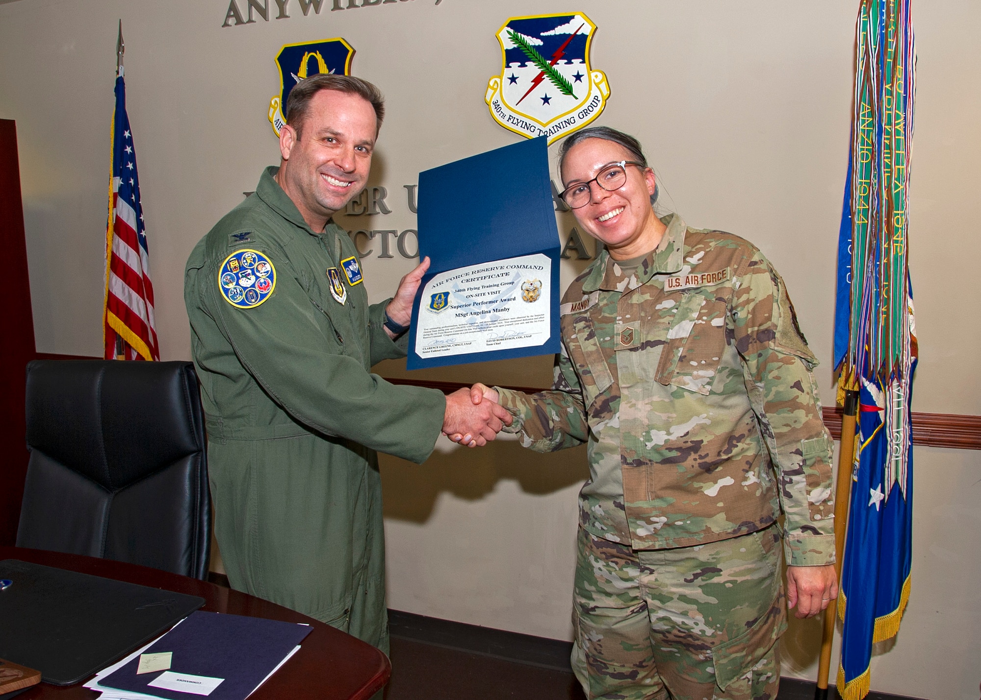 340th FTG commander presents superior performer award