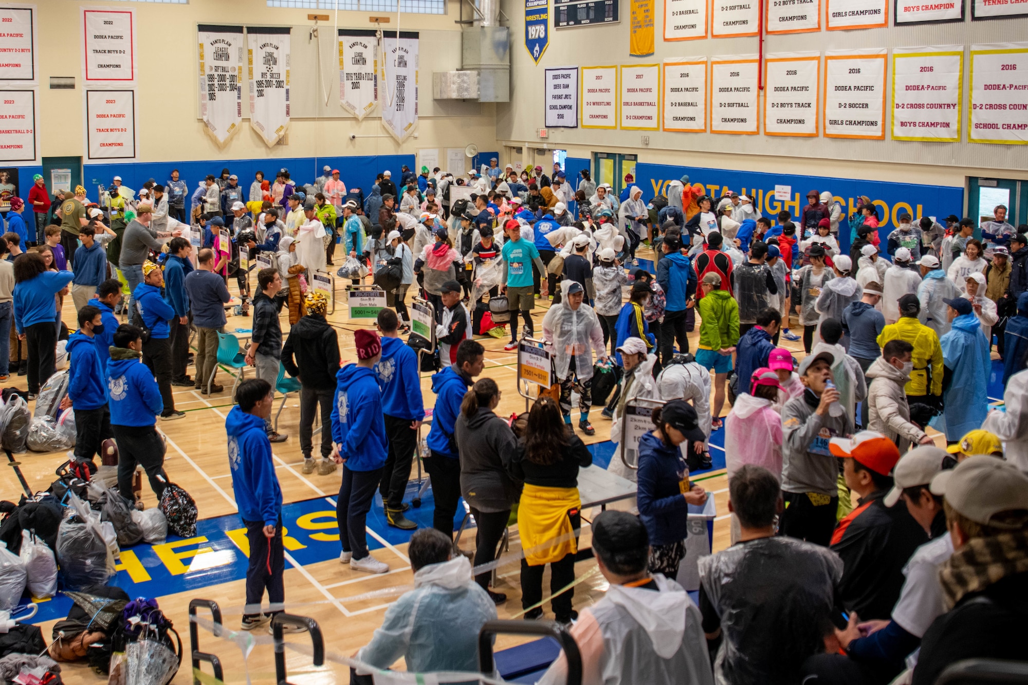 Runners gather at Yokota High School.