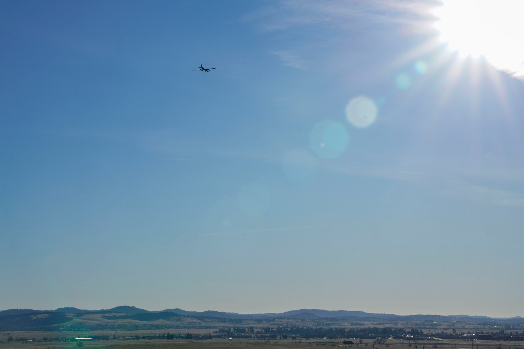 A U.S. Air Force U-2 Dragon Lady from the 99th Reconnaissance Squadron flies over Beale Air Force Base, California, Jan. 11, 2024.