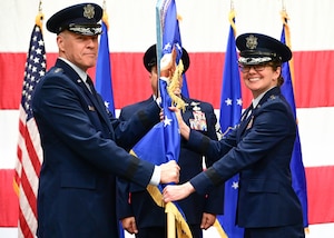 general bussiere transfers the flag of the 20th air force to major general huser
