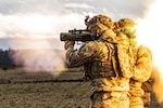 U.S. Army Staff Sgt. Dustin Davis, a section sergeant with Bravo Company, 1st Squadron, 82nd Cavalry Regiment, 81st Stryker Brigade Combat Team, Oregon National Guard, fires the M3 Multi-Role Anti-Armor Anti-Personnel Weapon System during a new weapons fielding training event at Joint Base Lewis-McChord, Wash., Jan. 17, 2024. The live-fire exercise gives Soldiers an opportunity to familiarize themselves with new weapon systems being introduced to the 81st Stryker Brigade Combat Team and 96th Troop Command.