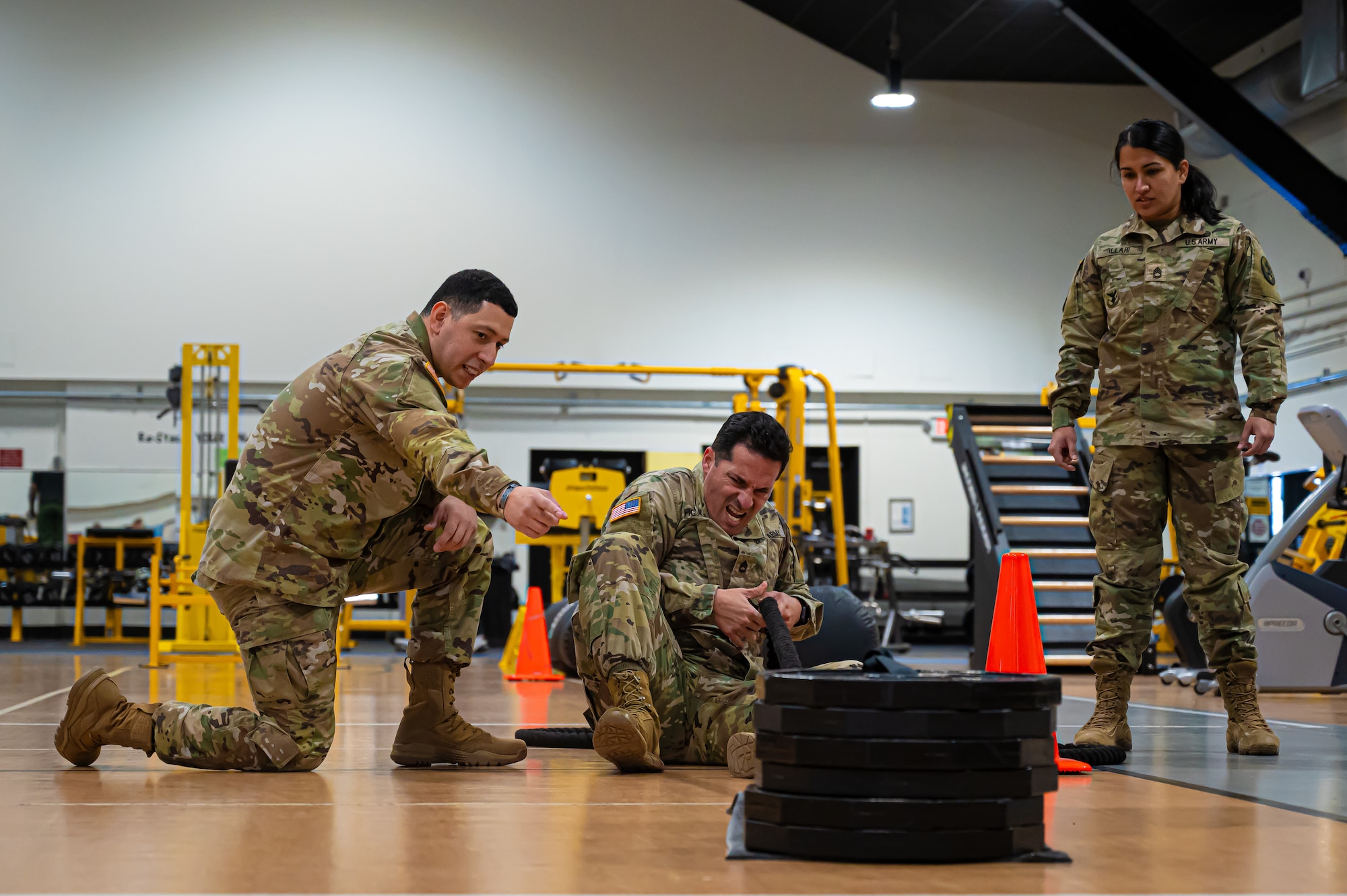 U.S. Army Soldiers practice the Army Combat Fitness Test.