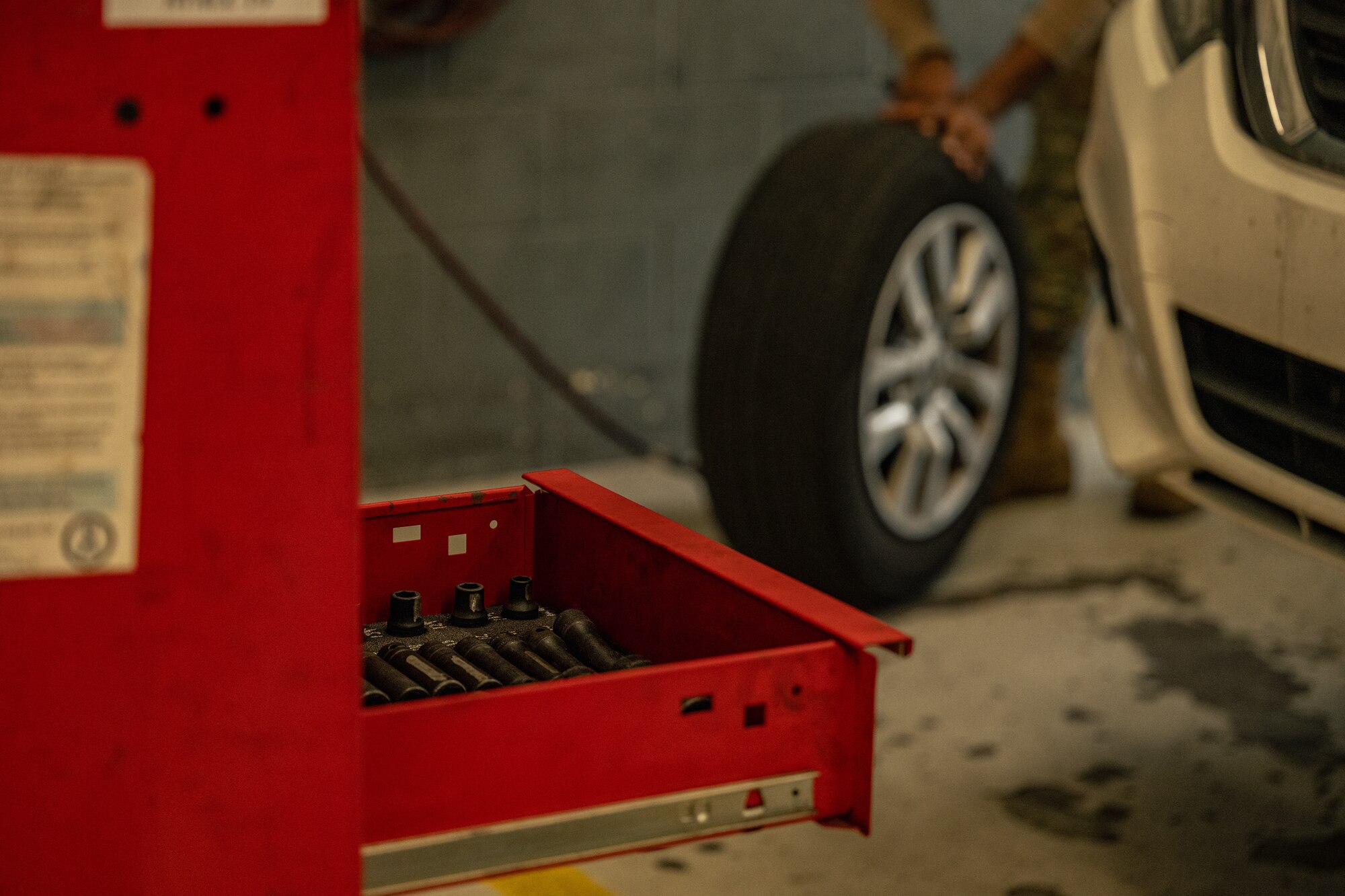 Sockets sit arranged in a toolbox for use at the Auto Hobby Shop.