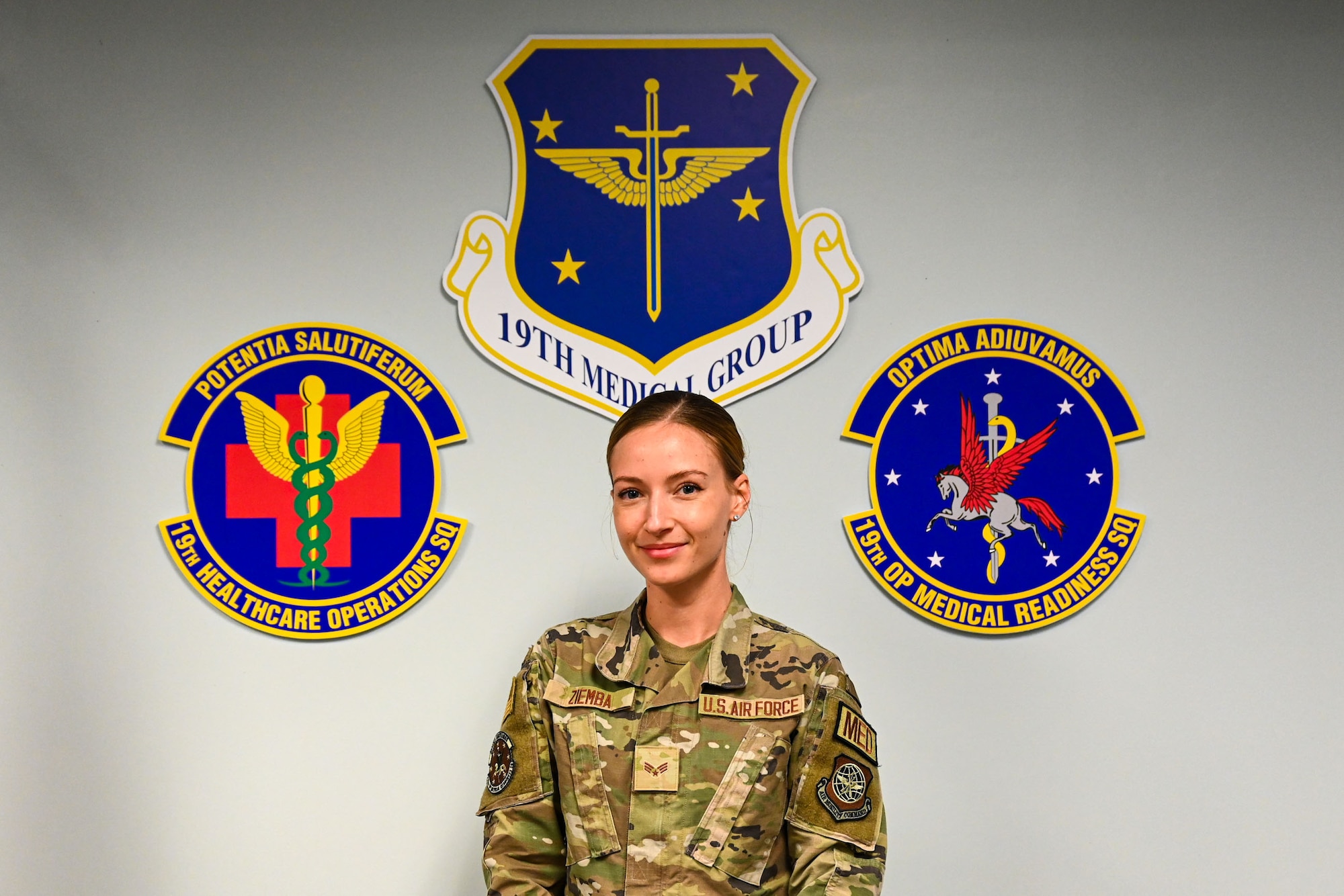 Senior Airman Danielle Ziemba, 19th Operational Medical Readiness Squadron bioenvironmental engineer technician, poses for a photo at Little Rock Air Force Base, Arkansas, Jan. 22, 2024.