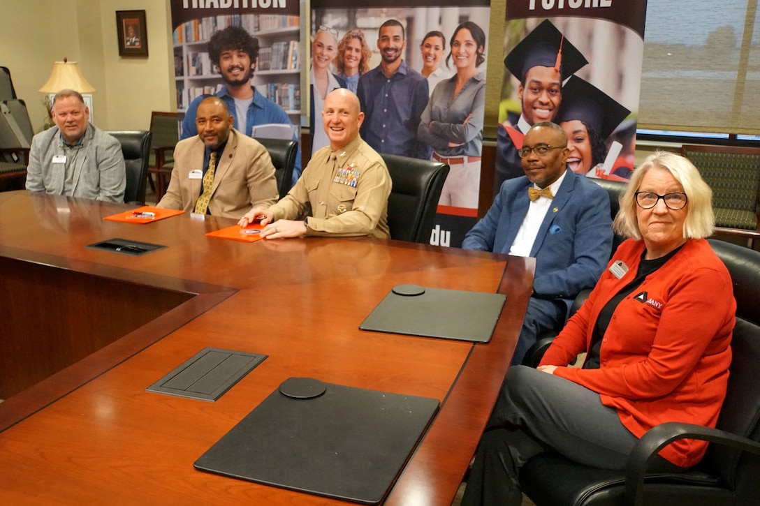 Albany Technical College was recently approved as a provider for the Department of Defense SkillBridge program, an opportunity for service members to gain valuable civilian work experience through specific industry training, apprenticeships or internships during the last 180 days of service. A memorandum of understanding was signed this week to that effect by Albany Tech President Emmett Griswold and Col. Matthew McKinney, commanding officer, Marine Corps Logistics Base Albany. (Courtesy photo)