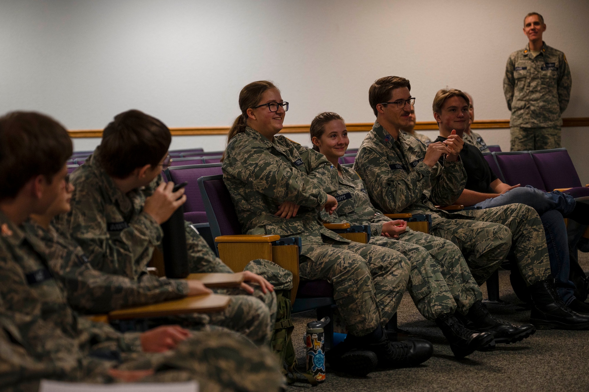Cadets from the Colonel Berta A. Edge Composite Squadron of the Mississippi Civil Air Patrol listen to a briefing on the basics of aviation at Keesler Air Force Base, Mississippi, Jan. 9, 2024.