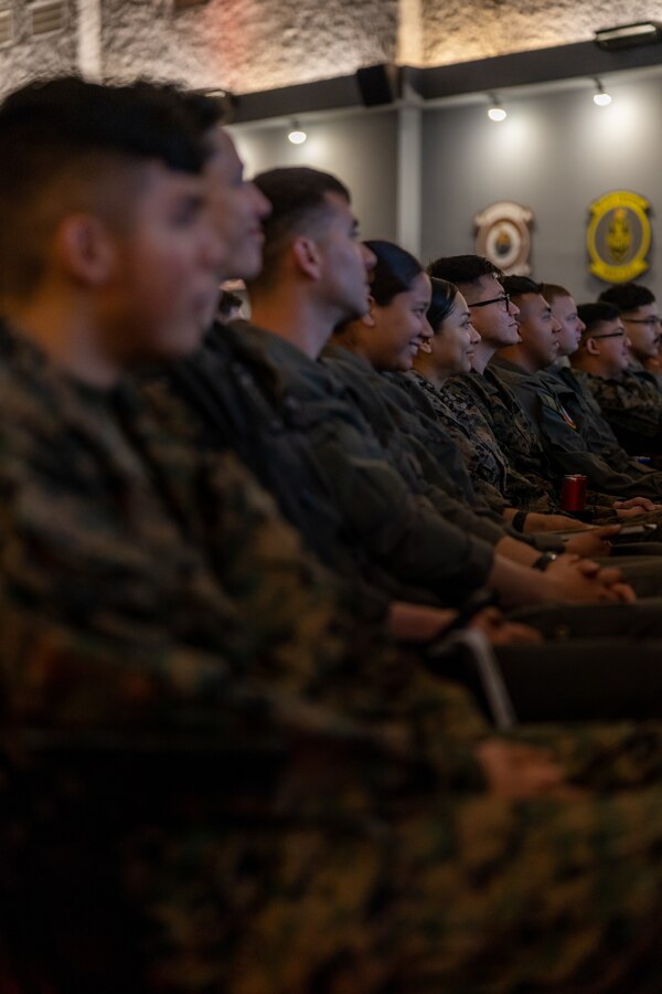 U.S. Marines with 3rd Marine Aircraft Wing attend a Direct Affiliation Program brief at Marine Corps Air Station Miramar, California, Jan. 19, 2024. DAP is an initiative that allows Marines to affiliate with a Selected Marine Corps Reserve unit or participate in the Individual Mobilization Augmentee program in a guaranteed billet following their end of active service. (U.S. Marine Corps photo by Cpl. Daniel Childs)