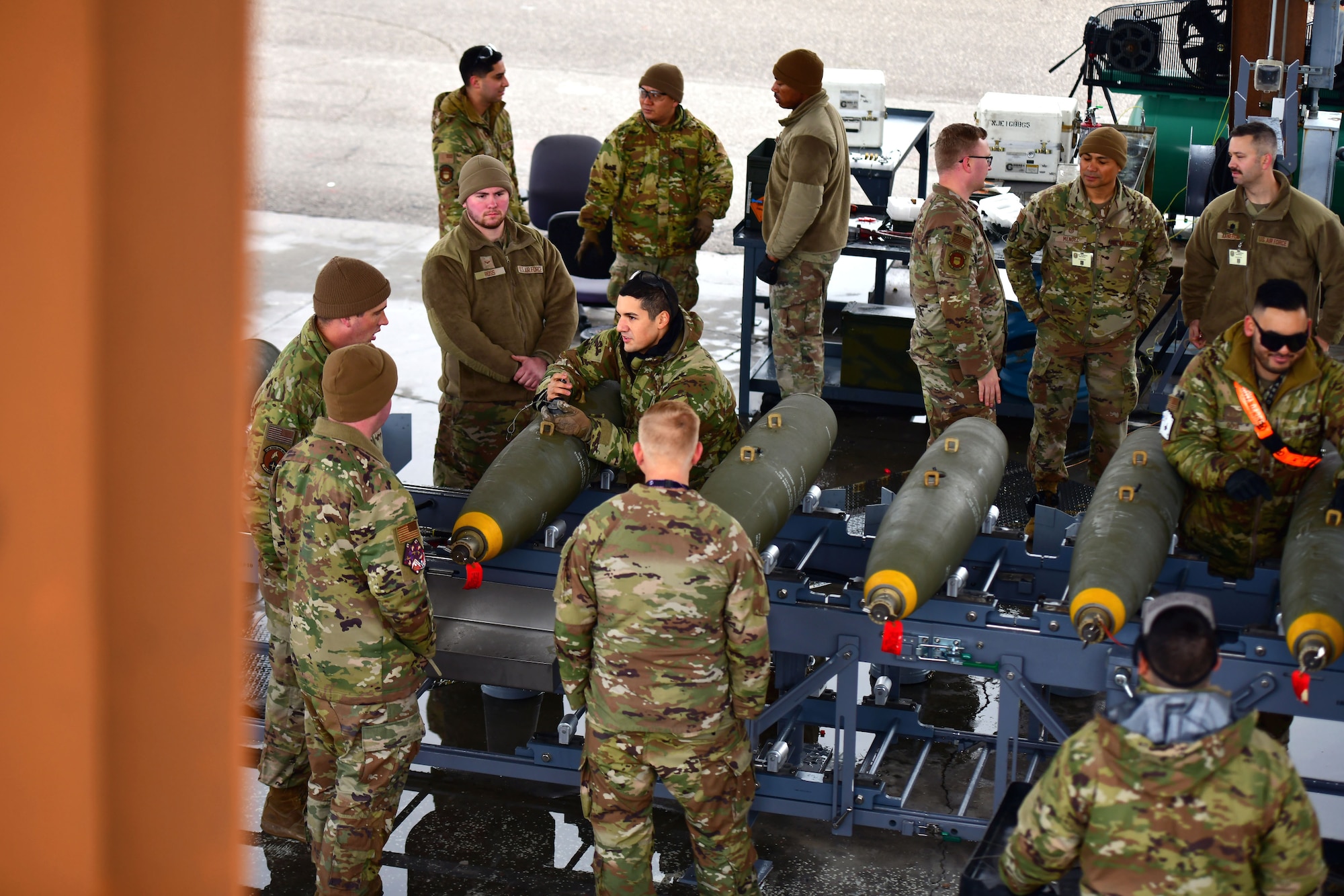 group of people around bombs