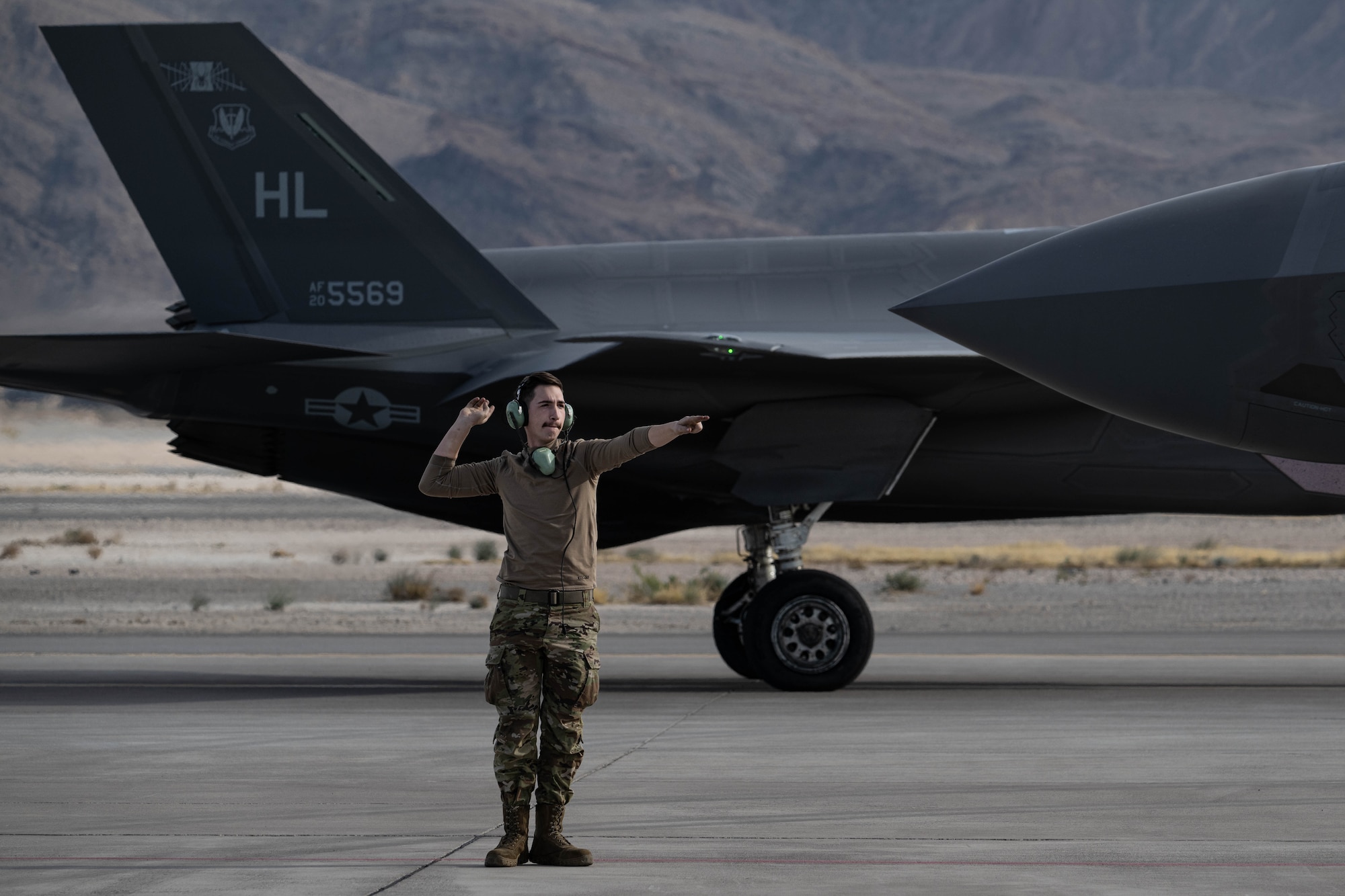 A photo of an F-35A prior to launch