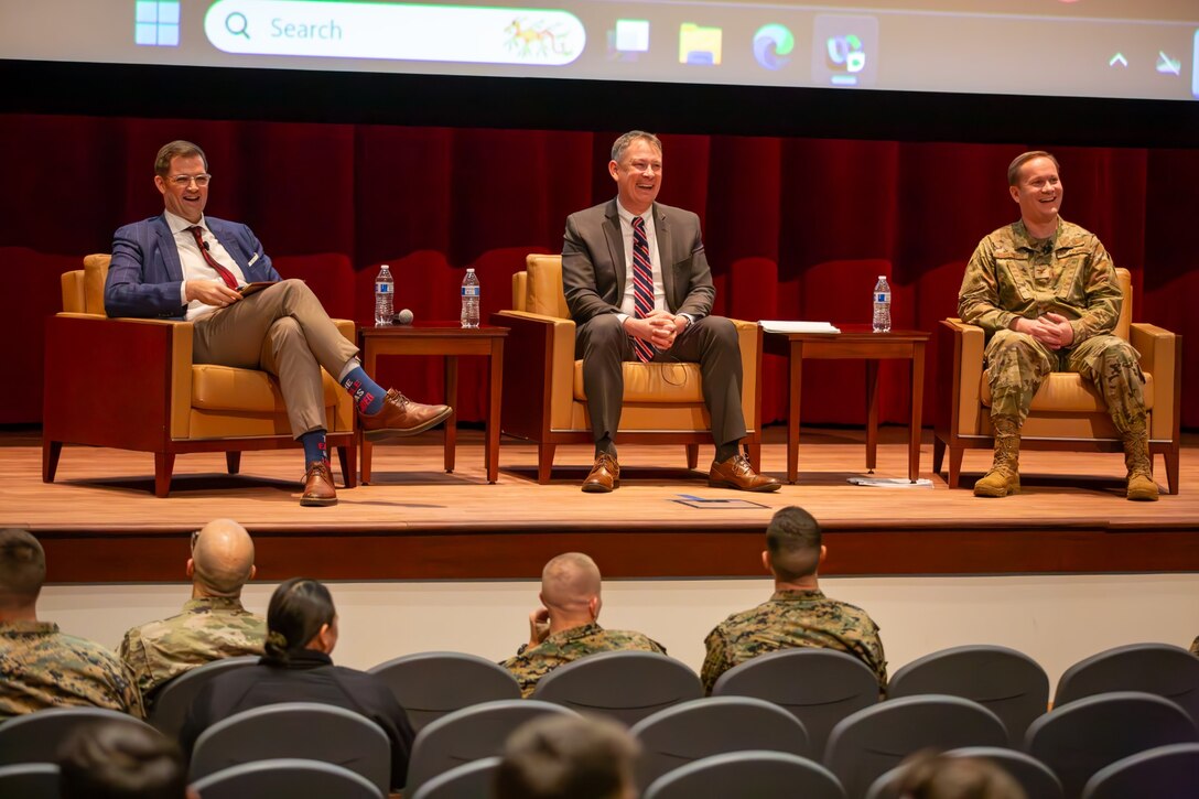 President Lecture Series Event: Dr. Benjamin Jensen, Mr. Joe Larson, Deputy Chief Digital, and AI Office for Algorithmic Warfare (SES, LtCol USMCR), Col Matthew Strohmeyer Joint All-Domain Command and Control Experimentation Division Chief and Digital and AI Office of Secretary of Defense, and Mr. Nand Mulchandani, the inaugural Chief Technology Officer for the Central Intelligence Agency discuss the new era of algorithmic warfare. Sharing that mastery lies in the adept collection, processing, and analysis of vast dataset, granting a decisive edge to those who modernize DoD networks and establish agile AI/ML capabilities across the military, fostering an era of success hinges on an iterative mindset and experimentation at every echelon.