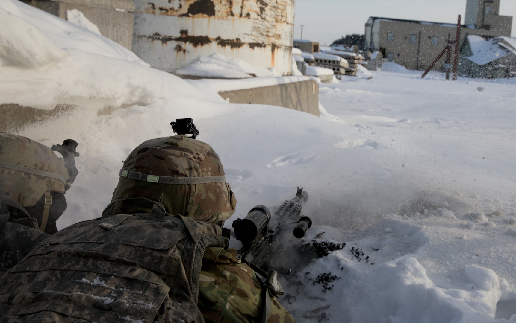 From 1200 on the 17th through 1200 on the 18th of January, Soldiers with Company A, 2-127, 32nd IBCT, utilized the High Risk Entry Facility and grounds at Camp Douglas to train and perfect their urban operations in preparation for JRTC 2024. (32nd IBCT photo by Staff Sgt. Kati Volkman / released)