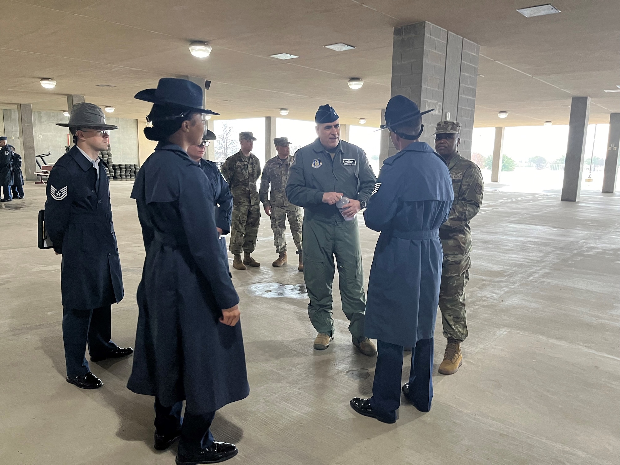 Col. Joseph "20 Grit" Contino, 914th Air Refueling Wing commander, speaks to Basic Military Training Instructors at Lackland AFB, Texas.