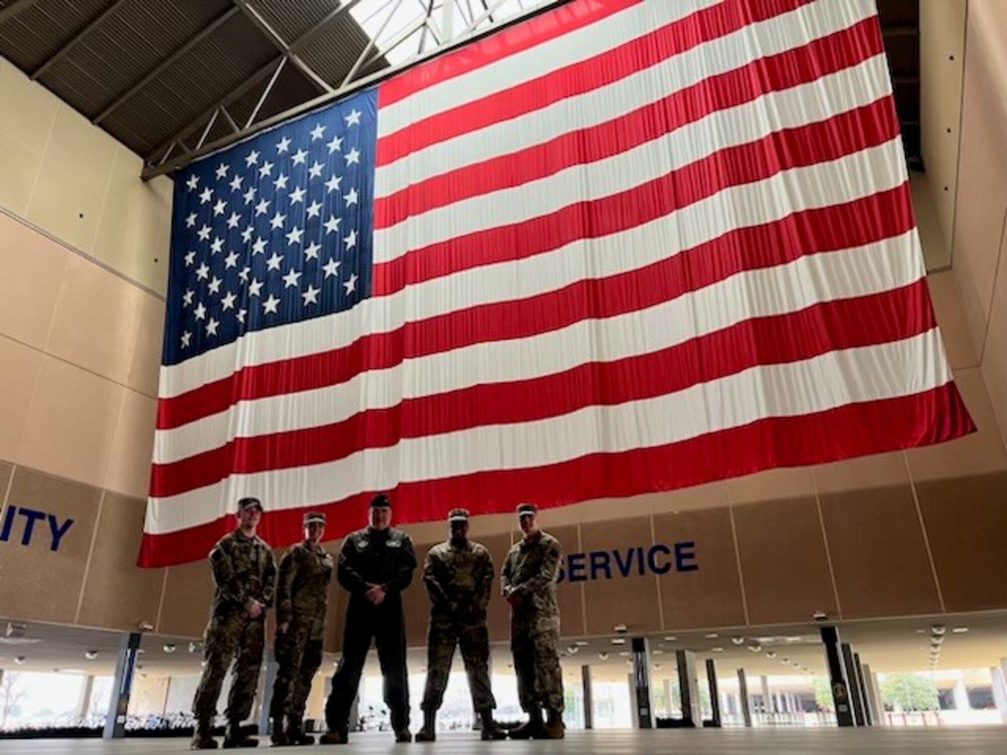 Members of the 914th Air Refueling Wing pose for a photo at Basic Military Training, Lackland AFB, Texas.