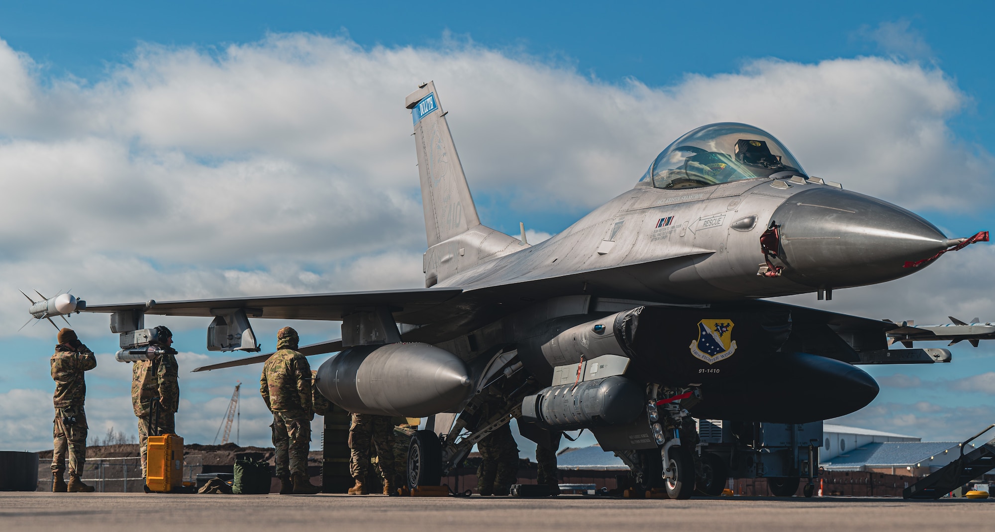 Military jet prepares for taxi