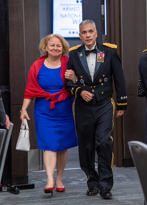 General and Mrs. Nakasone arrive at the Armed Forces & National Police Week Gala.