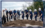 Craig Rayner, Vice President of Whiting-Turner, left, George Rogers, President and CEO of RQ Construction, Capt. Neal Armstrong, Facilities Design and Construction Center commanding officer, Capt. Eric Jones, commander of Coast Guard Base Charleston, Mayor Reggie Burgess, City of North Charleston, Adm. Linda Fagan, commandant of the Coast Guard, Master Chief Heath Jones, Master Chief Petty Officer of the Coast Guard, Rear Adm. Laura Dickey, Deputy for Materiel Readiness, Rear Adm. Carola List, commander of Operational Logistics Command, Rear Adm. Douglas Schofield, commander of Coast Guard District Seven, break ground during a Coast Guard groundbreaking ceremony for a new Base Charleston campus in North Charleston, South Carolina, Jan. 26, 2024. The 64-acre campus along the Cooper River will support the five Charleston-based national security cutters, their crews, and the support personnel. (U.S. Coast Guard photo by Petty Officer 3rd Class Moreno)