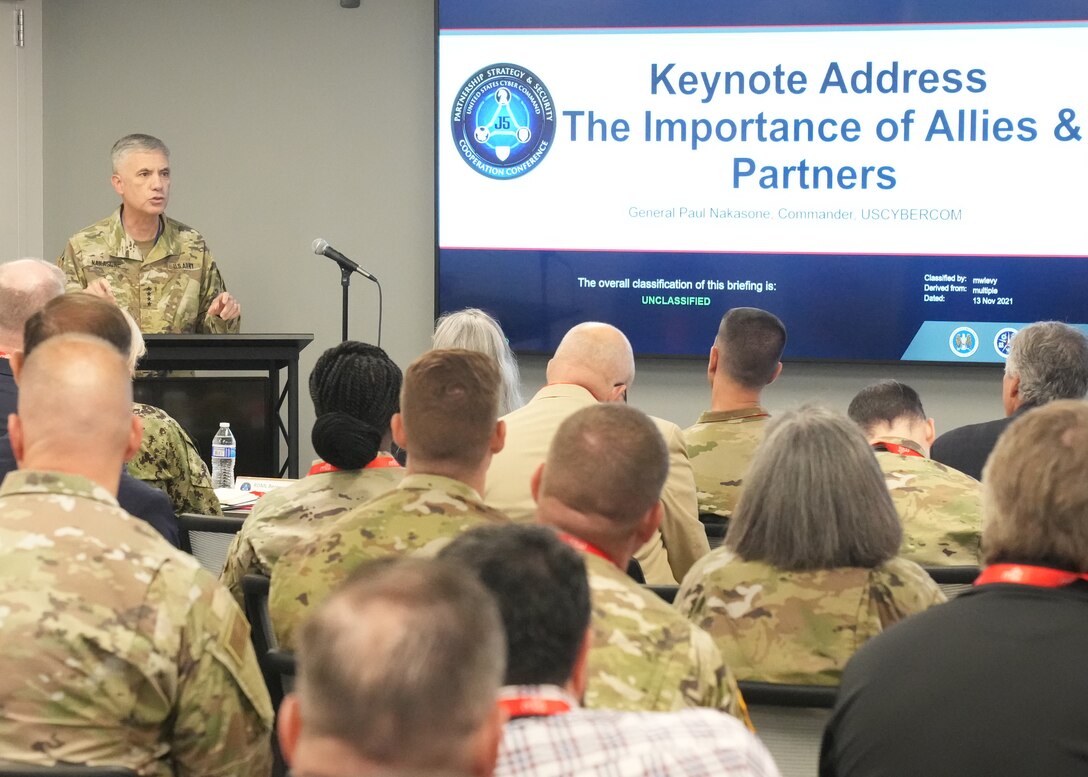 General Nakasone interacts with the attendees of the J5 Cyber Security Conference.