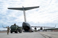 A photo of an aircraft on the flightline.