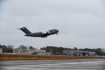 A photo of an aircraft taking off.