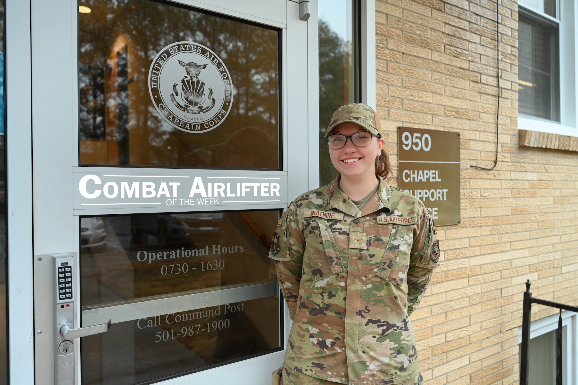 Airman 1st Class Kayla "Brooke" Whitmire, 19th Airlift Wing Chapel religious affairs apprentice, is selected as Combat Airlifter of the Week.