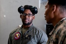 A photo of Marines talking.