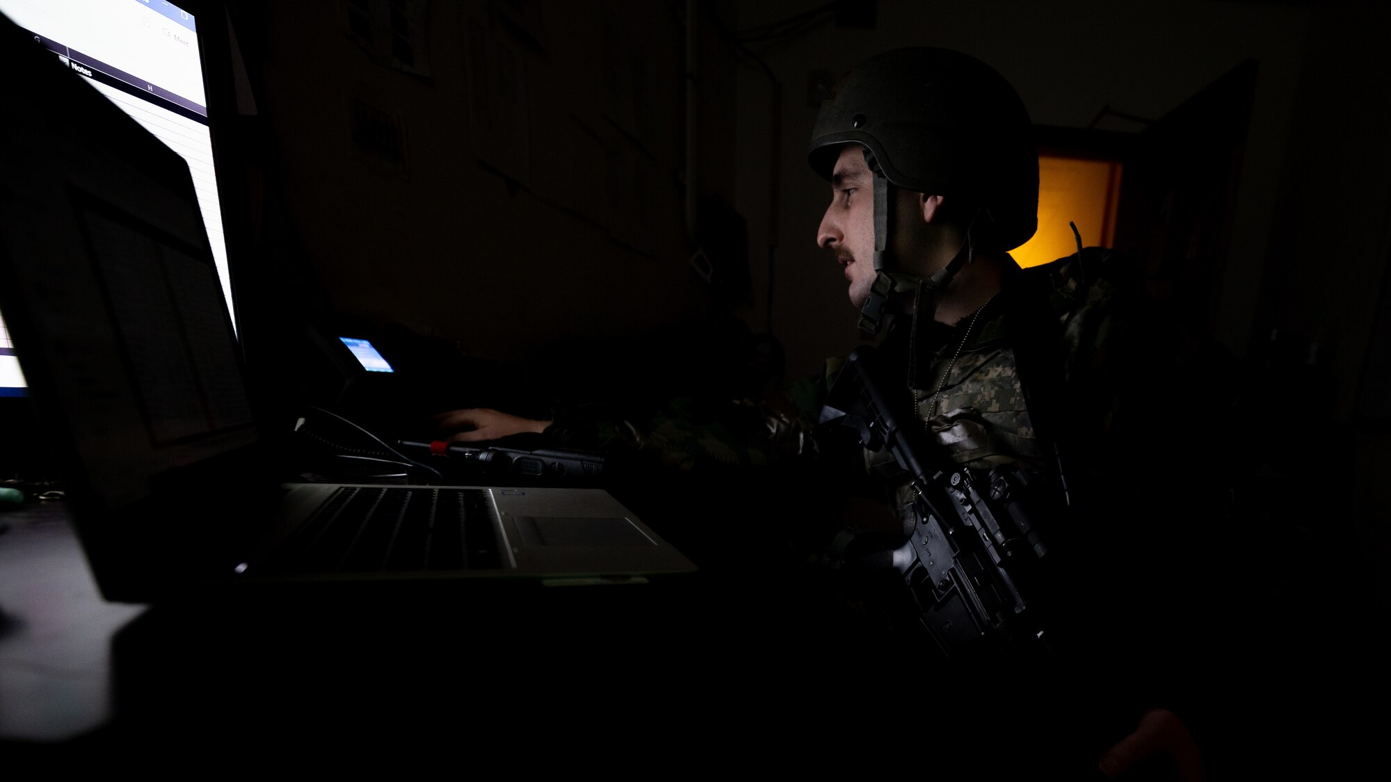 Senior Airman Jacob Lussier responds to a call during Beverly Midnight 24-1.