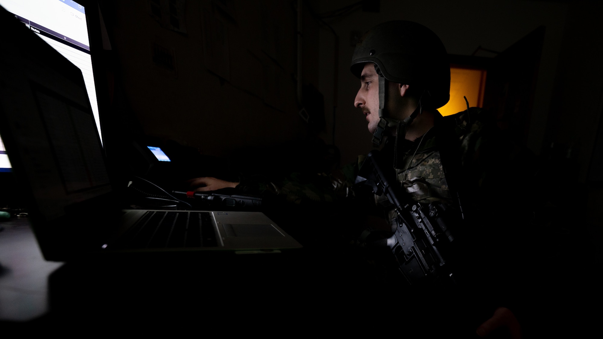 Senior Airman Jacob Lussier responds to a call during Beverly Midnight 24-1.